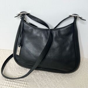 Y2K Vintage Aigner Black Leather Shoulder Bag Girlie Slim Hobo Purse
